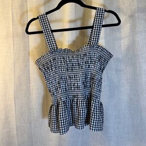 🖤 Urban Outfitters Gingham Smocked Peplum Top – Size M